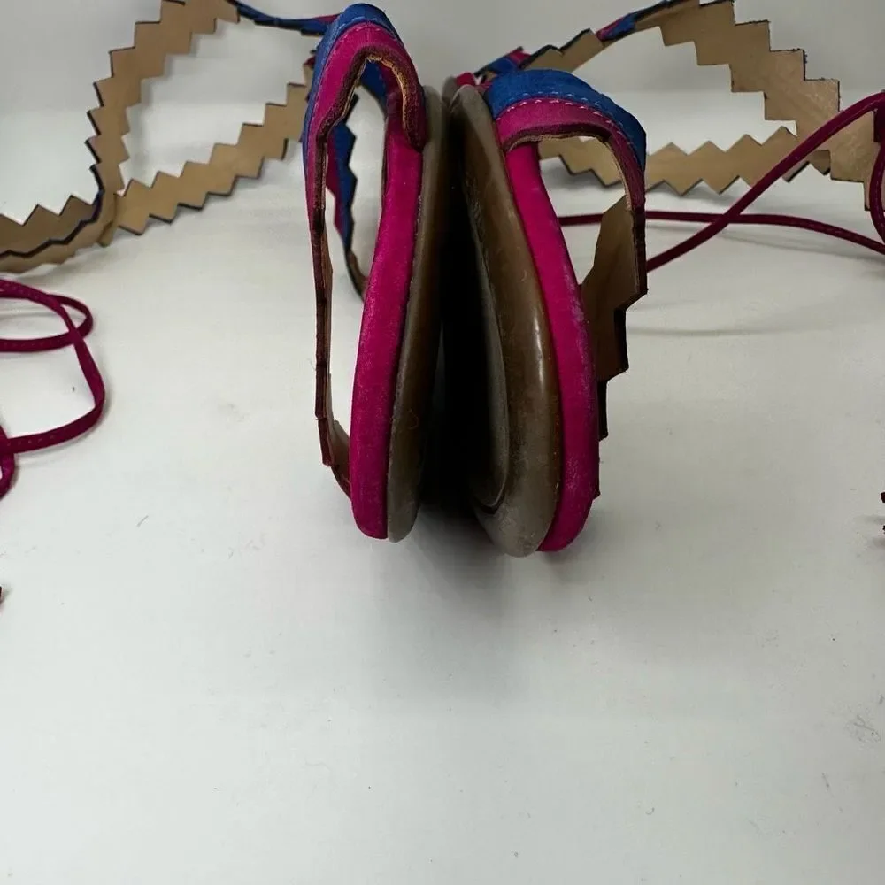 Schutz Leila Zig Zag Ankle Wrap Tassel Sandals